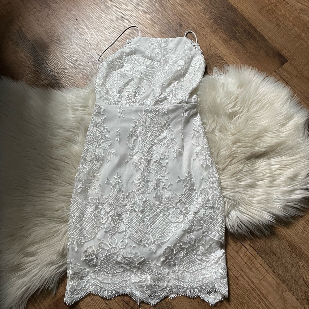 Lulu's *Start of Forever* White Lace Bodycon Mini Dress | Size XS | EUC - Picture 2 of 4